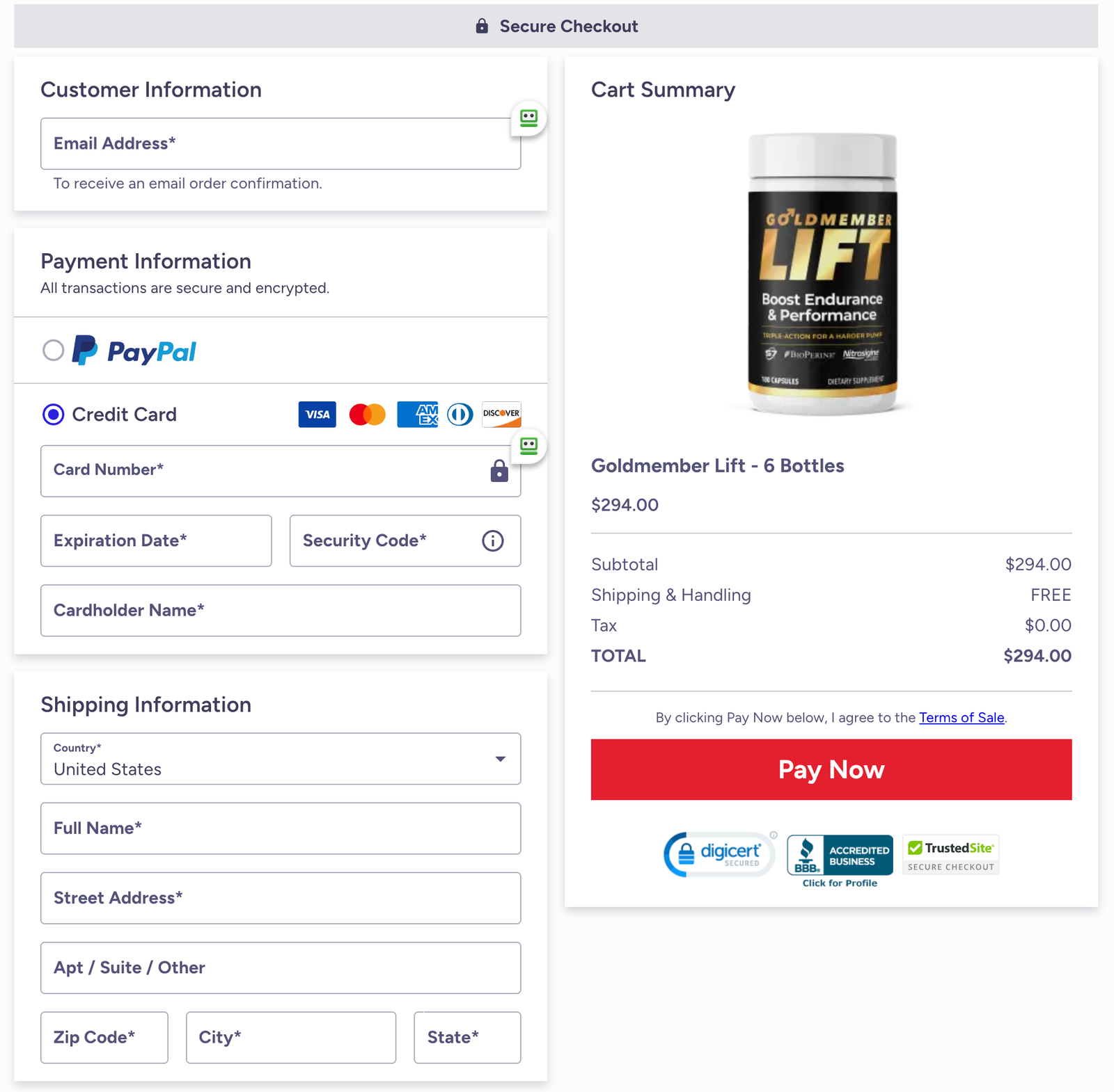 Goldmember Lift Official Website Secure Order Page